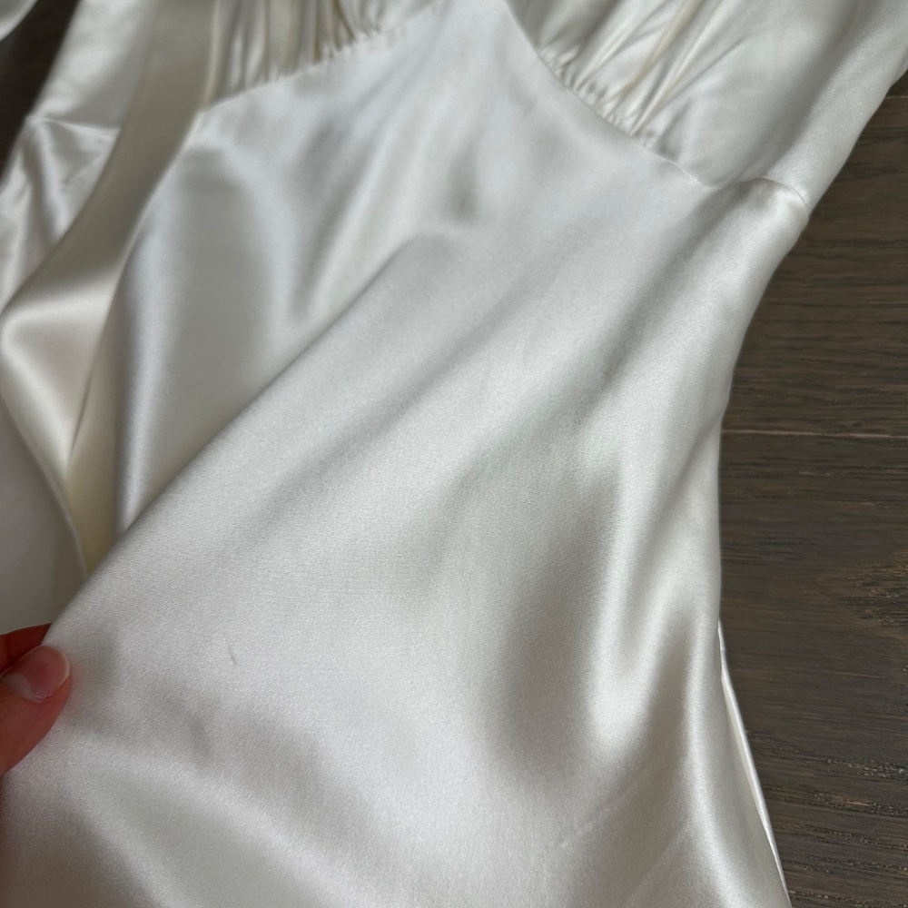 Reformation Pernille 100% Silk Ivory Wedding Dress with Tie Straps - Picture 7 of 15